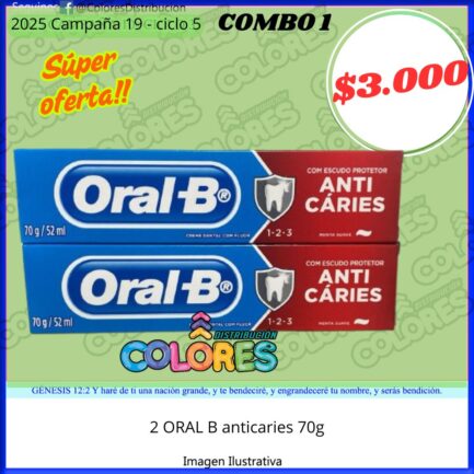 COMBO 1 - 2 ORAL B ANTICARIES x70g