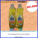 COMBO 1 - 2 ALA DETERGENTE LIMÓN ULTRA x300ml