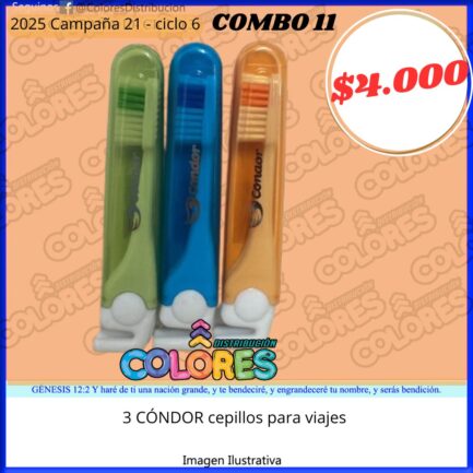 COMBO 11 - 3 CÓNDOR CEPILLOS PARA VIAJE