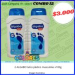 COMBO 12 - 2 ALGABO TALCO PÉDICO MASCULINO x100g