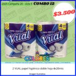 COMBO 12 - 2 VUAL PAPEL HIGIÉNICO DOBLE HOJA 4x20mts