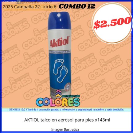 COMBO 12 - AKTIOL TALCO EN AEROSOL PARA PIES x143ml