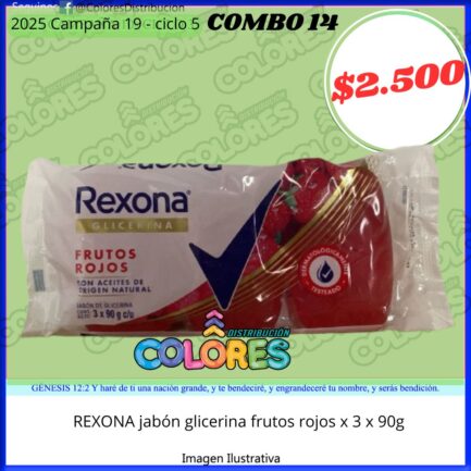 COMBO 14 - REXONA JABÓN DE GLICERINA FRUTOS ROJOS x3 x90g
