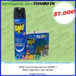 COMBO 14 - RAID INSECTICIDA AEROSOL MMM + RAID ESPIRALES x4u VERDES