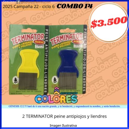 COMBO 14 - 2 TERMINATOR PEINE ANTIPIOJOS Y LIENDRES