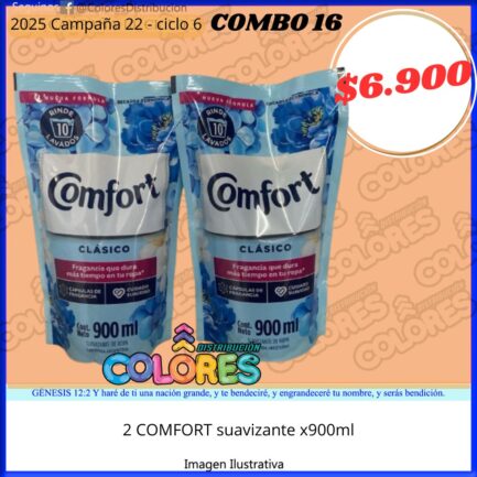COMBO 16 - 2 COMFORT SUAVIZANTE x900ml