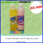COMBO 17 - 2 LIMZUL DETERGENTE x750ml FRAGANCIAS SURTIDAS