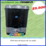 COMBO 17 - STAR CESTO DE BASURA x6L CON PEDAL