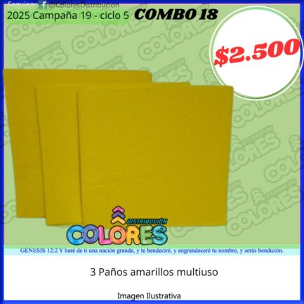 COMBO 18 - 3 PAÑOS AMARILLOS MULTIUSO