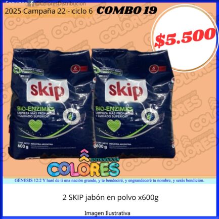 COMBO 19 - 2 SKIP JABÓN EN POLVO x600g