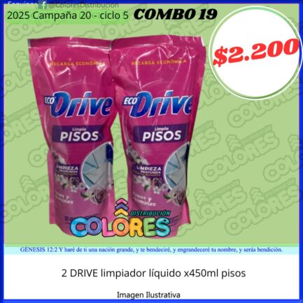 COMBO 19 - 2 DRIVE LIMPIADOR LÍQUIDO x450ml PISOS