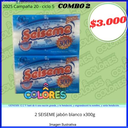 COMBO 2 - 2 SEISEME JABÓN BLANCO x300g
