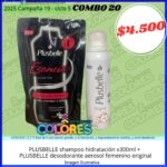 COMBO 20 - PLUSBELLE SHAMPOO HIDRATACIÓN x300ml + PLUSBELLE DESODORANTE AEROSOL FEMENINO ORIGINAL