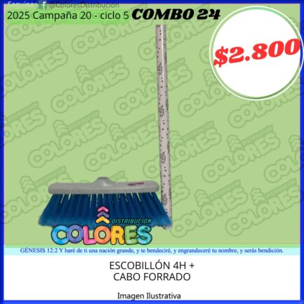 COMBO 24 - ESCOBILLÓN 4H + CABO FORRADO