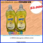 COMBO 26 - 2 HÉROE DETERGENTE x500ml LIMÓN