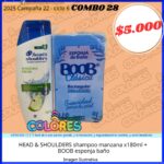COMBO 28 - HEAD & SHOULDERS SHAMPOO MANZANA x180ml + BOOB ESPONJA BAÑO