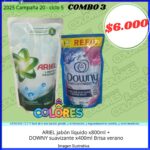 COMBO 3 - ARIEL JABÓN LÍQUIDO x800ml + DOWNY SUAVIZANTE x400ml BRISA VERANO