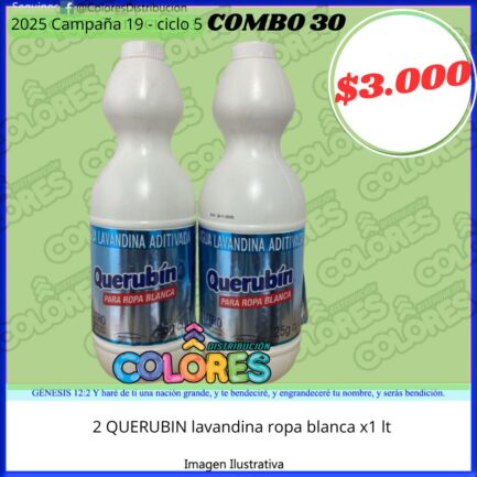 COMBO 30 - 2 QUERUBIN LAVANDINA ROPA BLANCA x1L