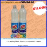 COMBO 32 - 2 ODEX LIMPIADOR LÍQUIDO CON AMONÍACO x900ml