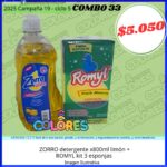 COMBO 33 - ZORRO DETERGENTE x800ml LIMÓN + ROMYL KIT 3 ESPONJAS