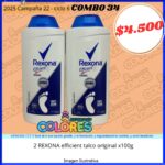 COMBO 34 - 2 REXONA EFFICIENT TALCO ORIGINAL x100g
