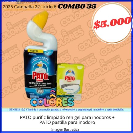 COMBO 35 - PATO PURIFIC LIMPIADOR EN GEL PARA INODOROS + PATO PASTILLA PARA INODORO