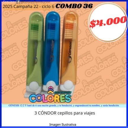 COMBO 36 - 3 CONDOR CEPILLOS PARA VIAJES