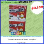 COMBO 37 - 2 CAMPANITA ROLLO DE COCINA 3x50 PAÑOS