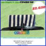 COMBO 40 - SECADOR NEGRO DE GOMA + TRAPO DE PISOS RAYADO