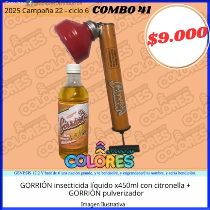 COMBO 41 - GORRIÓN INSECTICIDA LÍQUIDO x450ml CON CITRONELLA + GORRIÓN PULVERIZADOR