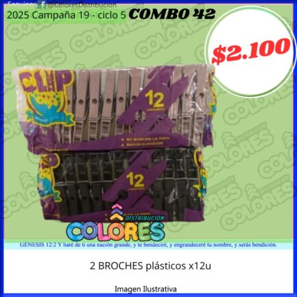 COMBO 42 - 2 BROCHES PLÁSTICOS x12u