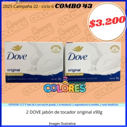 COMBO 43 - 2 DOVE JABÓN DE TOCADOR x90g