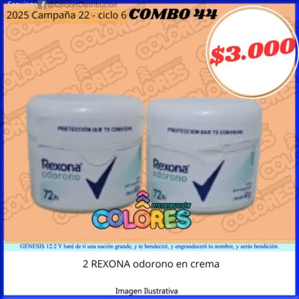 COMBO 44 - 2 REXONA ODORONO EN CREMA