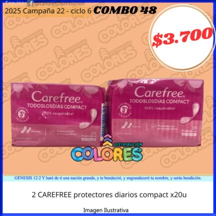 COMBO 48 - 2 CAREFREE PROTECTORES DIARIOS COMPACT x20u