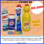 COMBO 49 - ODEX DESINFECTANTE AEROSOL + ODEX LIMPIADOR EN POLVO x400g + ODEX LIMPIADOR CREMOSO x500ml + ODEX LAVANDINA x1L