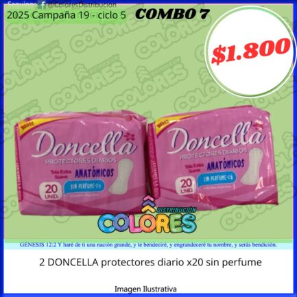 COMBO 7 - 2 DONCELLA PROTECTORES DIARIOS x20u SIN PERFUME