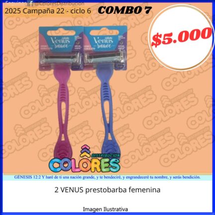 COMBO 7 - 2 VENUS PRESTOBARBA FEMENINA