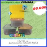 COMBO 8 - 3 TAPPERS x3L + 2 PAÑOS AMARILLOS DE REGALO