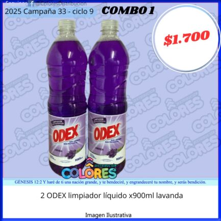 COMBO 1 - 2 ODEX LIMPIADOR LÍQUIDO x900ml LAVANDA
