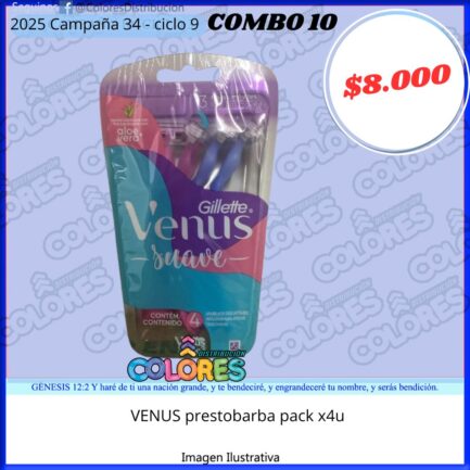 COMBO 10 - VENUS PRESTOBARBA PACK x4u