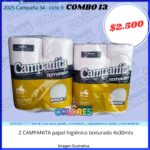 COMBO 13 - 2 CAMPANITA PAPEL HIGIÉNICO TEXTURADO 4x30mts