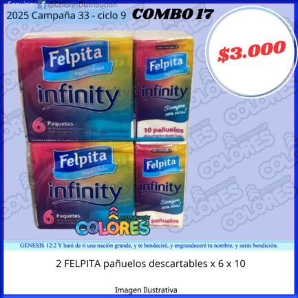 COMBO 17 - 2 FELPITA PAÑUELOS DESCARTABLES x6x10