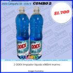 COMBO 2 - 2 ODEX LIMPIADOR LÍQUIDO x900ml MARINO