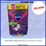 COMBO 20 - NOSOTRAS TOALLITAS FEMENINAS NOCTURNAS x16u SECA