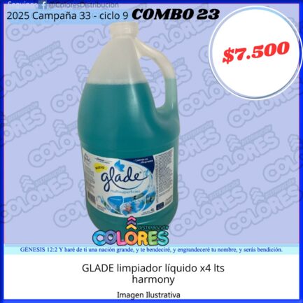 COMBO 23 - GLADE LIMPIADOR LÍQUIDO x4L HARMONY