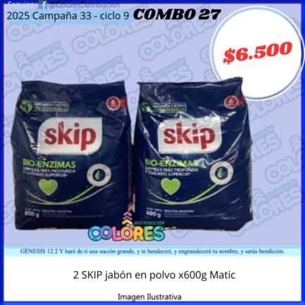 COMBO 27 - 2 SKIP JABÓN EN POLVO x600g MATIC