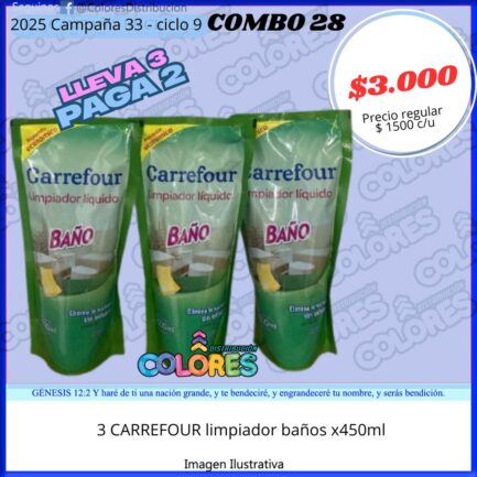 COMBO 28 - 3 CARREFOUR LIMPIADOR BAÑOS x450ml
