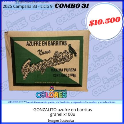 COMBO 31 - GONZALITO AZUFRE EN BARRITAS GRANEL x100u
