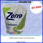 COMBO 33 - ZORRO JABÓN LÍQUIDO x3L BICARBONATO