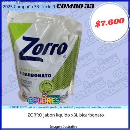 COMBO 33 - ZORRO JABÓN LÍQUIDO x3L BICARBONATO